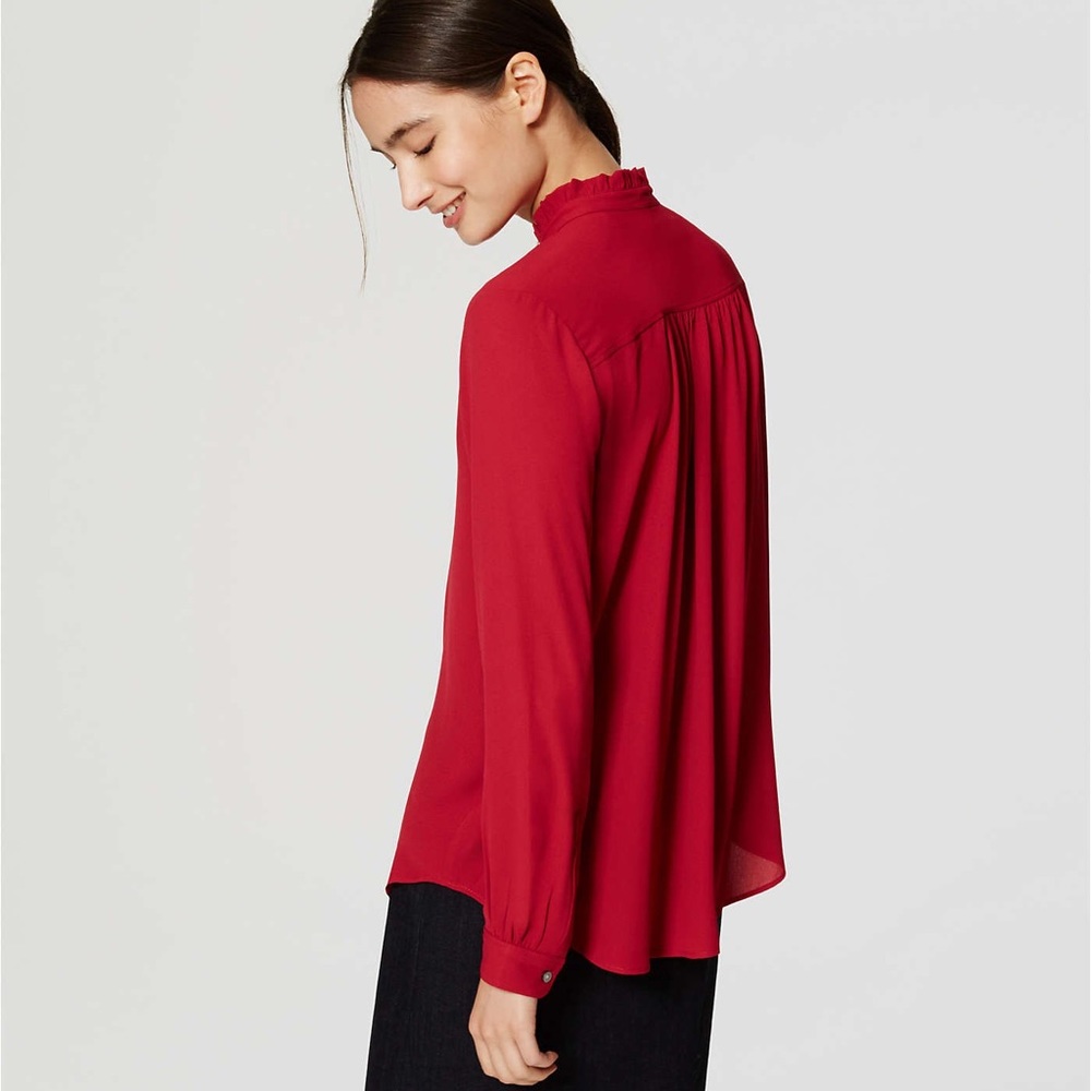 LOFT Ruffle Henley Blouse - Picture 6 of 7